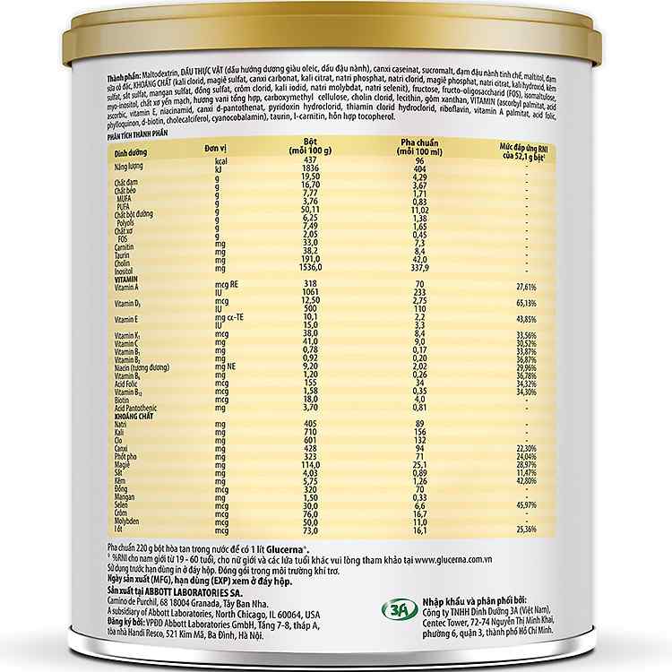 Sữa bột Abbott Glucerna Vani 400g chính hãng bảo vệ sức khỏe gia đình bạn toàn diện