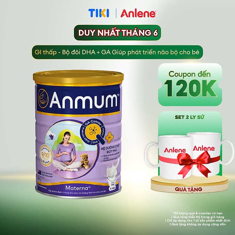 Sữa Bột Anmum Materna Hương Vanilla 800g Đồng Hành Cùng Mẹ Bầu Tặng Set 2 Ly Sứ
