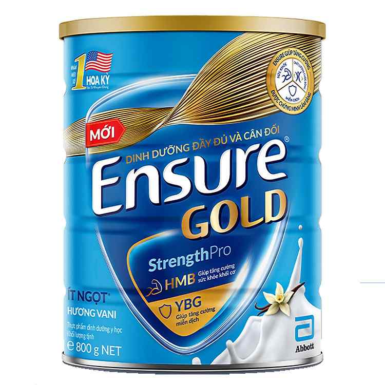 Sữa bột Ensure Gold hương vani ít ngọt 800g chăm sóc sức khỏe chủ động cho cả gia đình