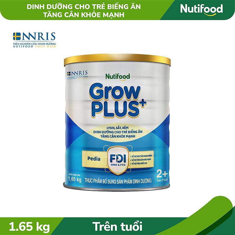 Sữa bột GrowPLUS+ Xanh lon 1,65kg cho bé trên 2 tuổi ăn ngon miệng và đạt cân nặng chuẩn