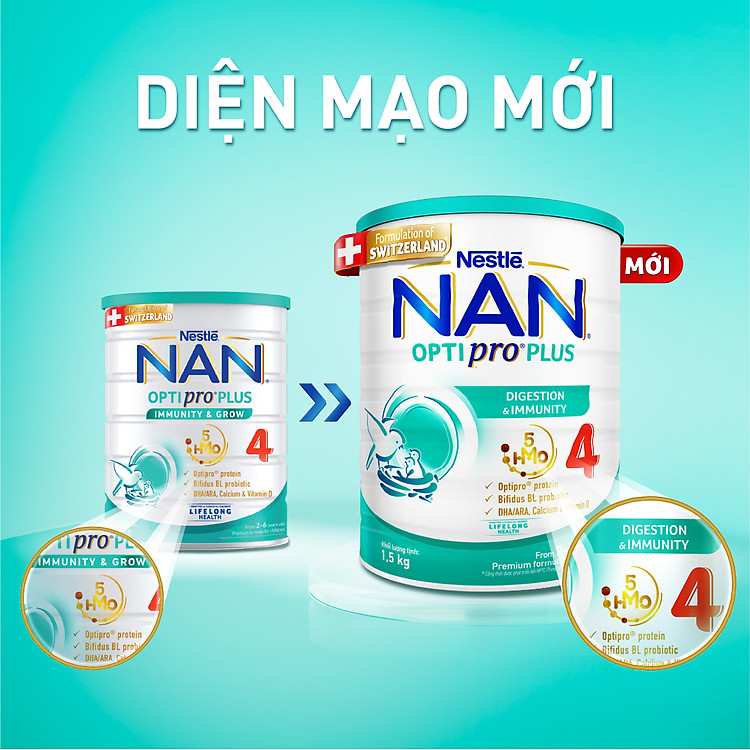 Sữa bột NAN OPTIPRO PLUS 4 bộ 3 lon 1500g tăng cường đề kháng cho bé 2 đến 6 tuổi tặng quà lớn