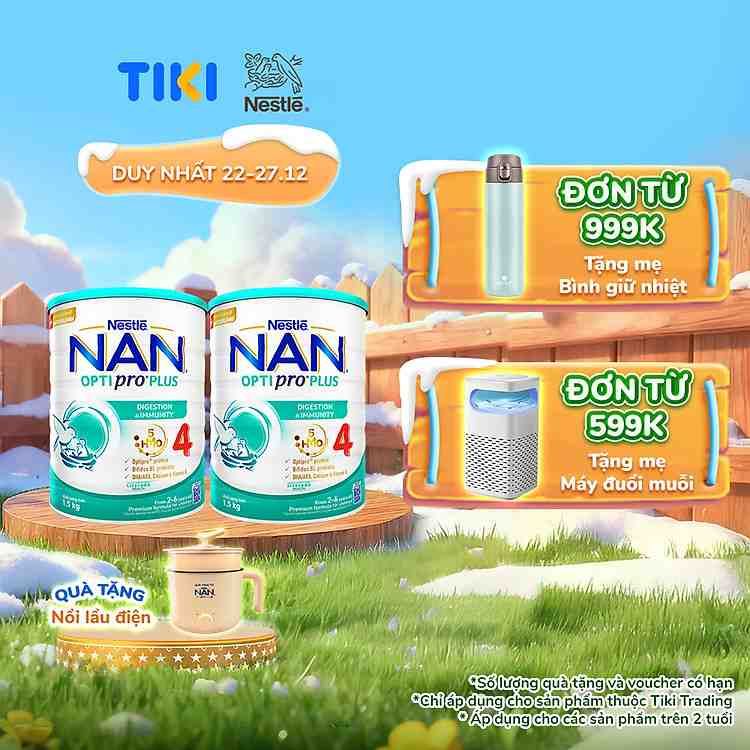 Sữa bột NAN OPTIPRO PLUS 4 Nestle bộ 2 lon 1500g tăng cường sức khỏe tiêu hóa cho trẻ