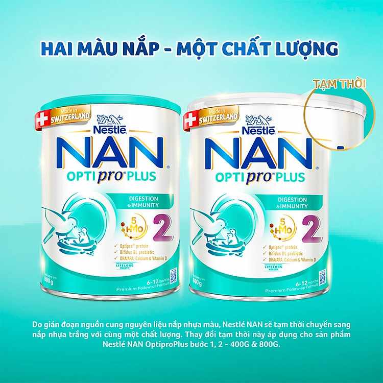 Sữa Nestlé NAN OPTIPRO PLUS 2 800g kết hợp 5HMO và đạm Optipro nuôi dưỡng bé khỏe mạnh từ bên trong