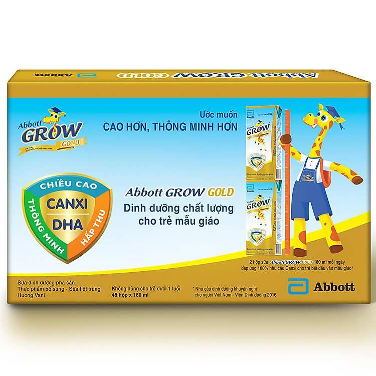 Sữa nước Abbott Grow Gold 180ml thùng 48 hộp bảo vệ sức khỏe toàn diện cho trẻ em