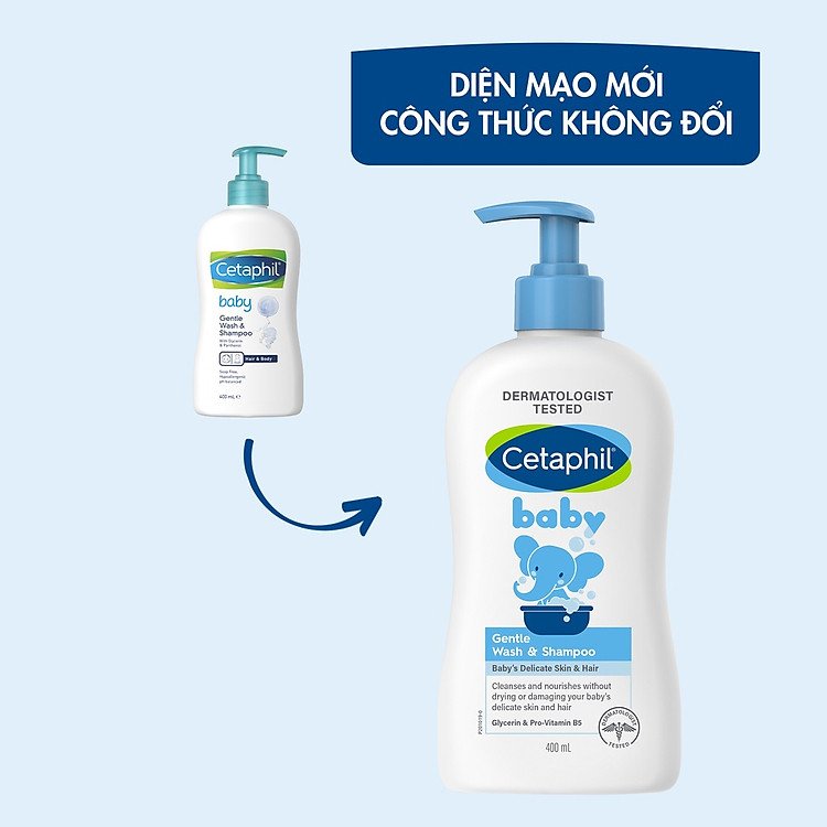 Sữa tắm gội Cetaphil Baby Gentle Wash & Shampoo 400ml bảo vệ bé khỏi các tác nhân vi khuẩn