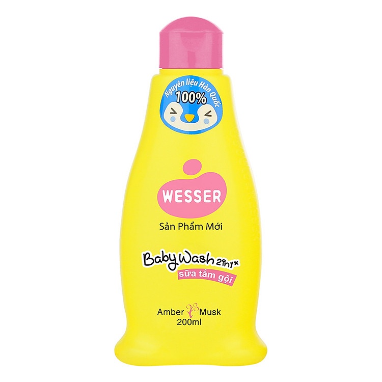 Sữa tắm gội đa năng Wesser 2in1 hồng hương hổ phách xạ hương 200ml chất lượng hàng đầu