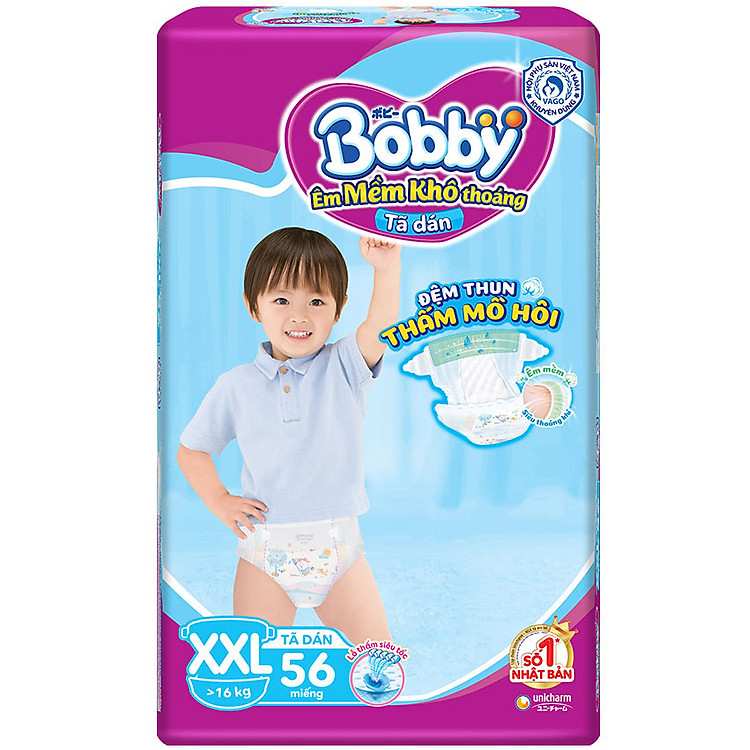 Tã Dán Bobby Siêu Mỏng XXL56 Miếng Đột Phá Công Nghệ Ép Lõi Đặc Biệt Siêu Nhẹ