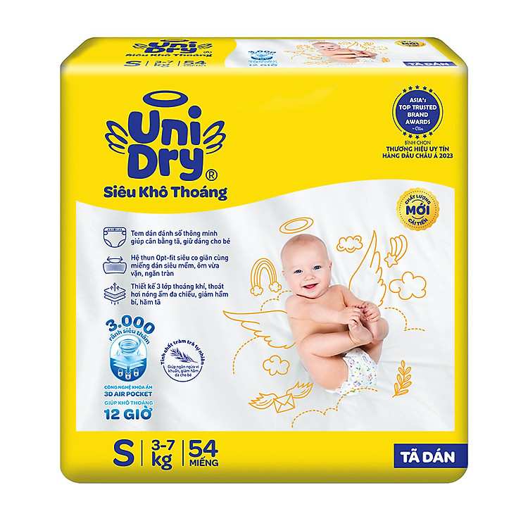Tã dán em bé Unidry G6X size S 54 miếng siêu khô thoáng giải pháp kinh tế cho mẹ