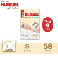 Tã dán sơ sinh Huggies Skin Perfect S 54+4 miếng bề mặt 3D siêu mềm mại và thoáng khí