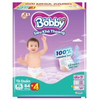 Tã quần Bobby XL84 Mega Jumbo siêu khô thoáng mềm mại cho da bé tặng 4 miếng