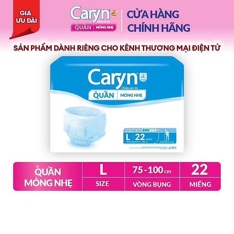 Tã quần Caryn mỏng nhẹ size L 22 miếng bảo vệ khô thoáng suốt ngày dài năng động