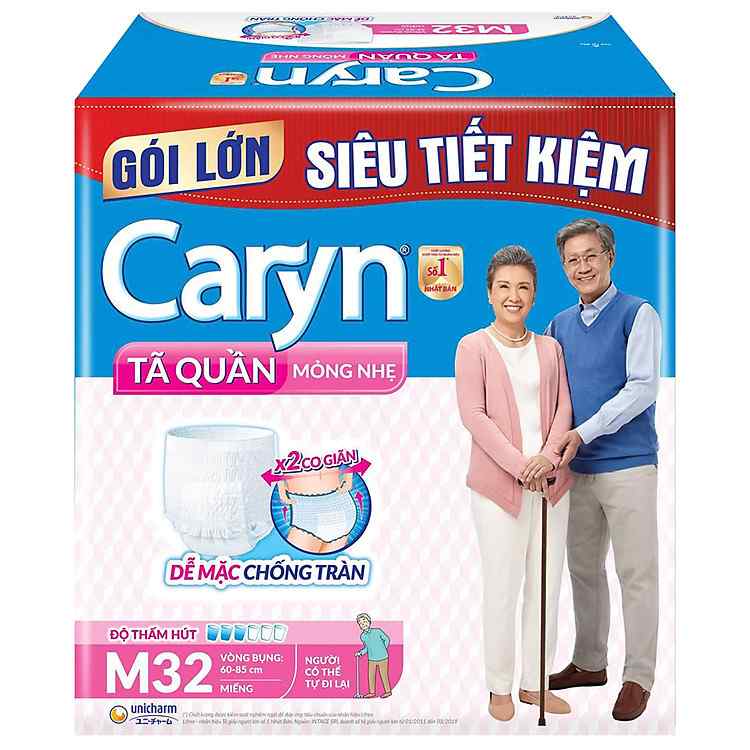 Tã quần Caryn mỏng nhẹ size M32 là người bạn đồng hành tin cậy cho người già