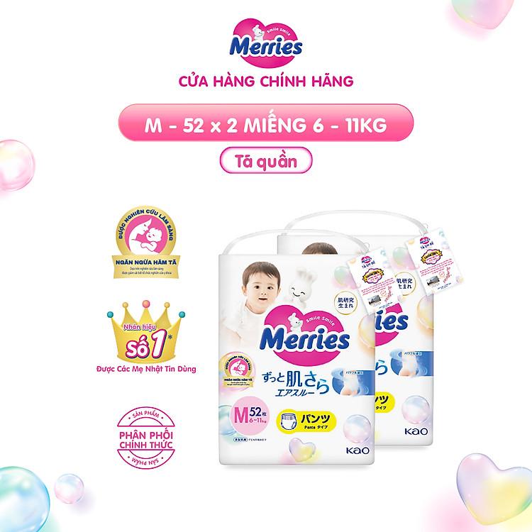 Tã Quần Merries Combo 2 Gói Đủ Size M52 L44 XL38 XXL24 Giải Pháp Chăm Sóc Bé Toàn Diện