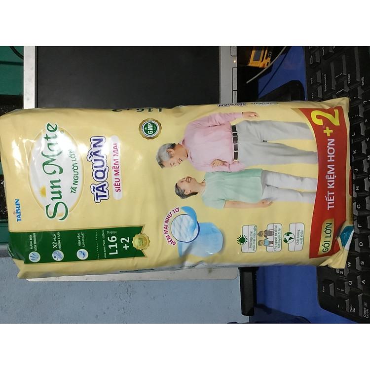 Tã quần Sunmate L16 siêu khô thoáng tặng thêm 2 miếng hàng chính hãng hạn dùng dài