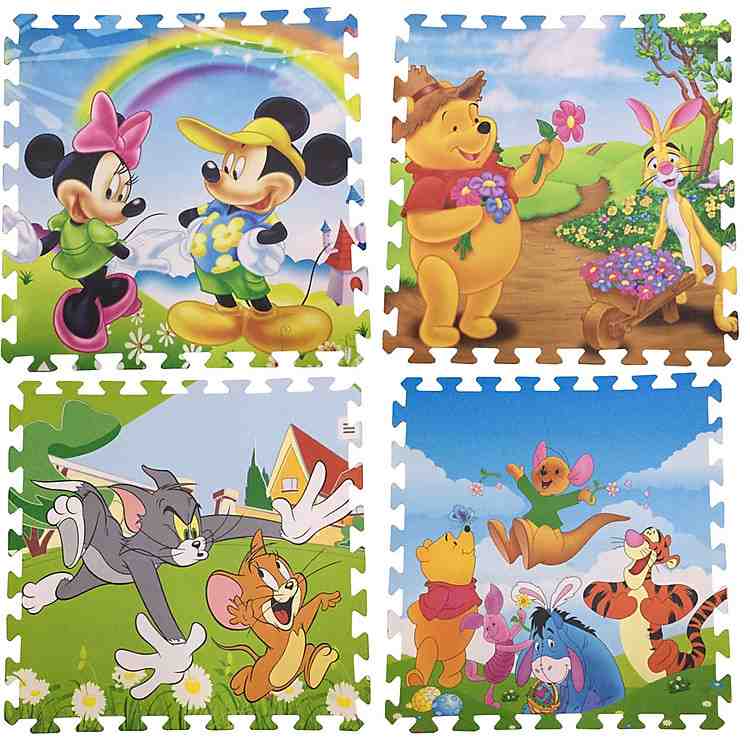 Thảm xốp lót sàn an toàn Thoại Tân Thành bộ 4 tấm 60x60cm in hình thú Disney ngộ nghĩnh