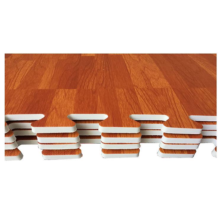 Thảm xốp lót sàn ECOBABY vân gỗ đậm bộ 4 tấm 60x60cm dày 1cm êm ái bền bỉ