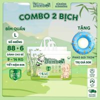 Tiết kiệm 60k khi mua combo 2 bịch bỉm quần Nano Bamboo sợi tre cao cấp 94 miếng tặng kèm quà tặng xinh