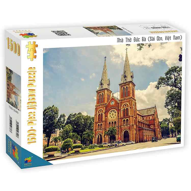 Tranh ghép hình 1500 mảnh Nhà Thờ Đức Bà 60x80cm món quà cho người yêu kiến trúc