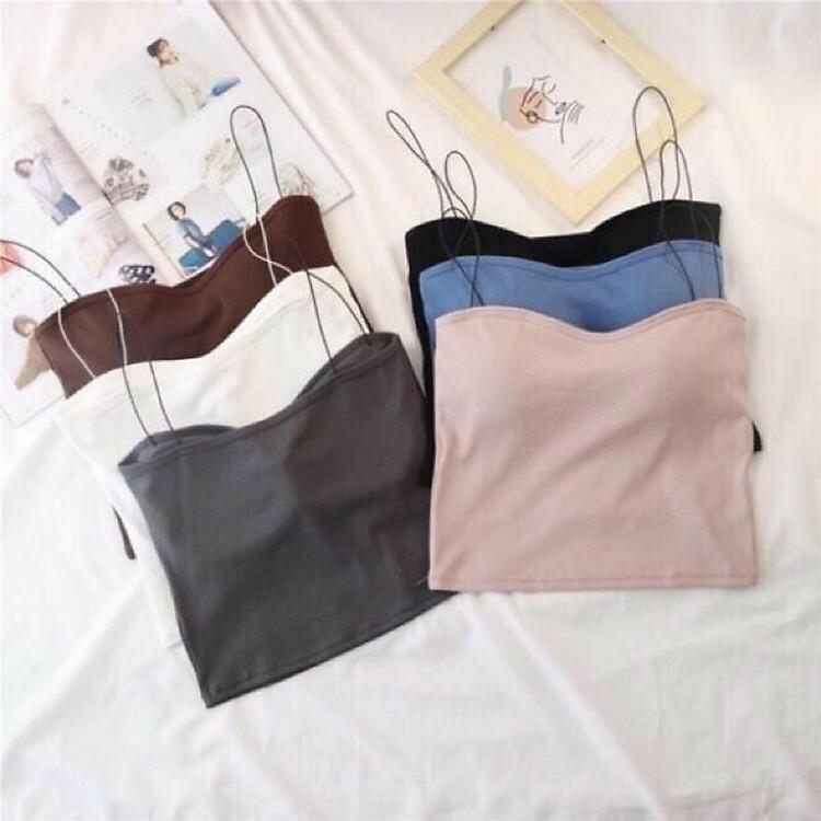 Áo 2 dây sợi bún kèm đệm ngực thời trang giúp bạn tự tin xuống phố