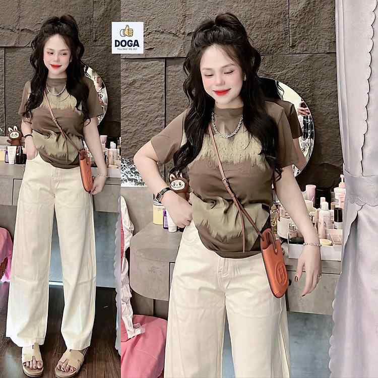 Áo babytee DOGA in loang phối dập nổi chất borip cotton 5 màu mã 190 xu hướng mới