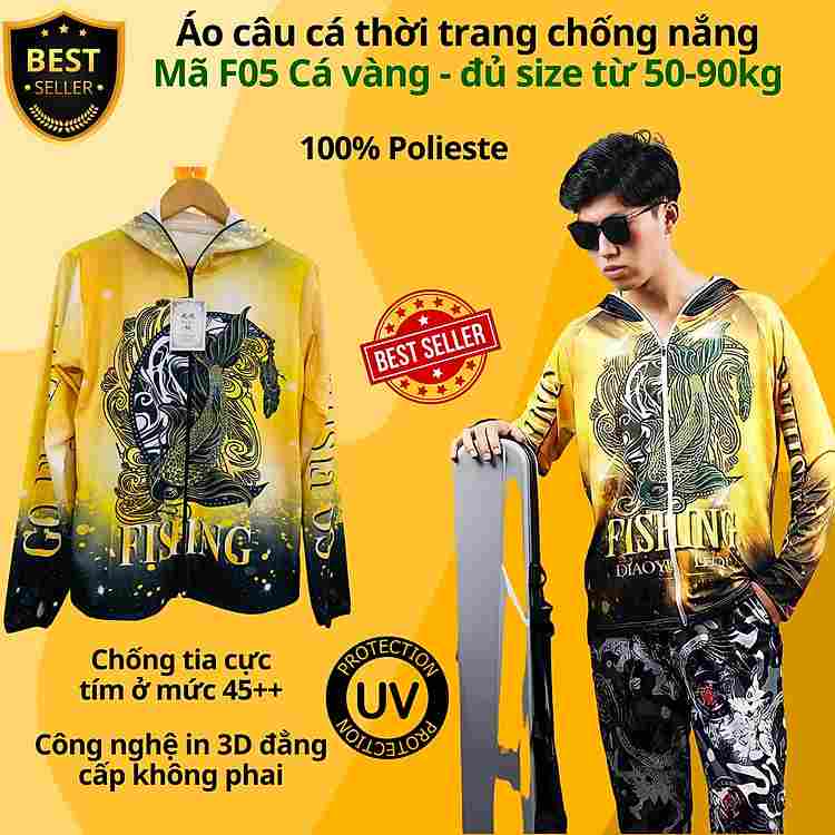 Áo chống nắng đi câu D Danido F02 Big Fish chất liệu bền bỉ và thoáng khí