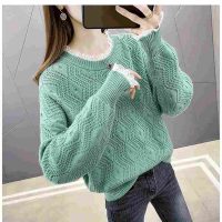 Áo dệt kim nữ cổ tròn pha ren thời trang thu đông Haint Boutique mới