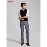 Áo gile len nam Aligro màu đen sợi cotton đanh chắc chắn chống nhăn mã ALENGL014