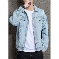 Áo khoác jeans nam AJ05 màu bò sáng rách bụi bặm lựa chọn hàng đầu cho nam giới