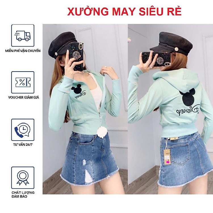 Áo khoác nữ Disney dáng lửng A385 sản phẩm thời trang cao cấp cho phái đẹp