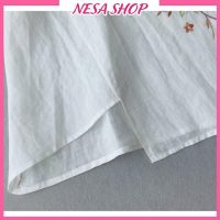 Áo kiểu nữ NeSa Shop AKH.57 tay lỡ form rộng thoải mái thêu hoa sắc nét mịn mát