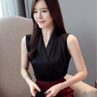 Áo kiểu nữ vải voan cổ V phom dáng hiện đại phù hợp cho mọi vóc dáng và hoàn cảnh