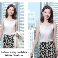 Áo lụa cổ đổ AO0036 chất satin mềm mại thoáng mát phụ kiện hoàn hảo cho bộ vest nữ