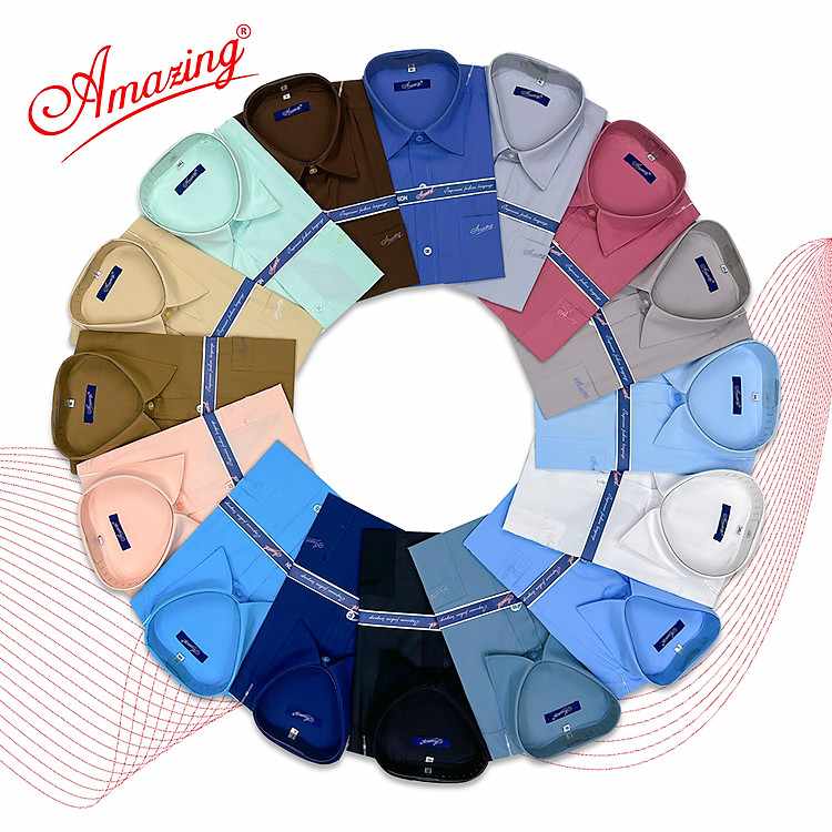 Áo sơ mi công sở trung niên Amazing tay ngắn form rộng dáng suông đầy đủ bảng size