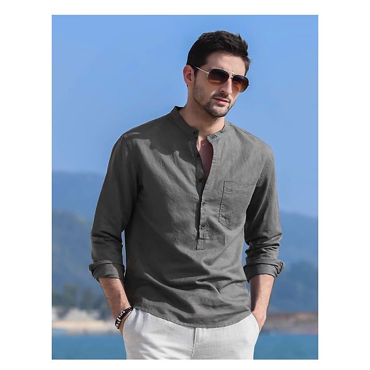 Áo sơ mi nam cổ tàu phong cách tối giản nâng tầm diện mạo phái mạnh Việt