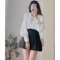 Áo sơ mi nữ cổ bèo phối voan phong cách Hàn Quốc mang lại diện mạo mới mẻ
