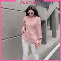 Áo sơ mi nữ form rộng SMH.038 NeSa Shop chất đũi thoáng mát tay dài thanh lịch mới