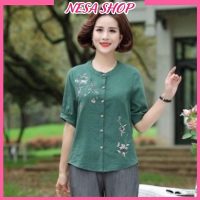 Áo sơ mi nữ trung niên cao cấp SMH.62 NeSa Shop món quà tặng mẹ chất lượng Linen thun phom rộng