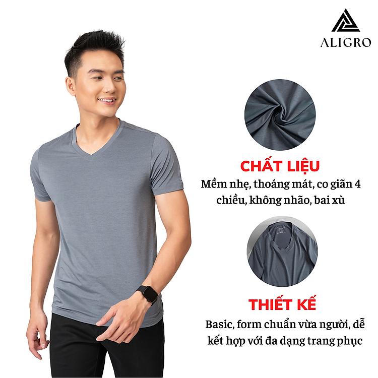 Áo thun nam ALIGRO cổ tim thun lạnh giải nhiệt tức thì cho mọi hoạt động thể chất