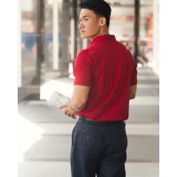 Áo Thun Nam Có Cổ TC393-DST Chất Cotton Đỏ Sọc Trắng Mang Lại Vẻ Nam Tính