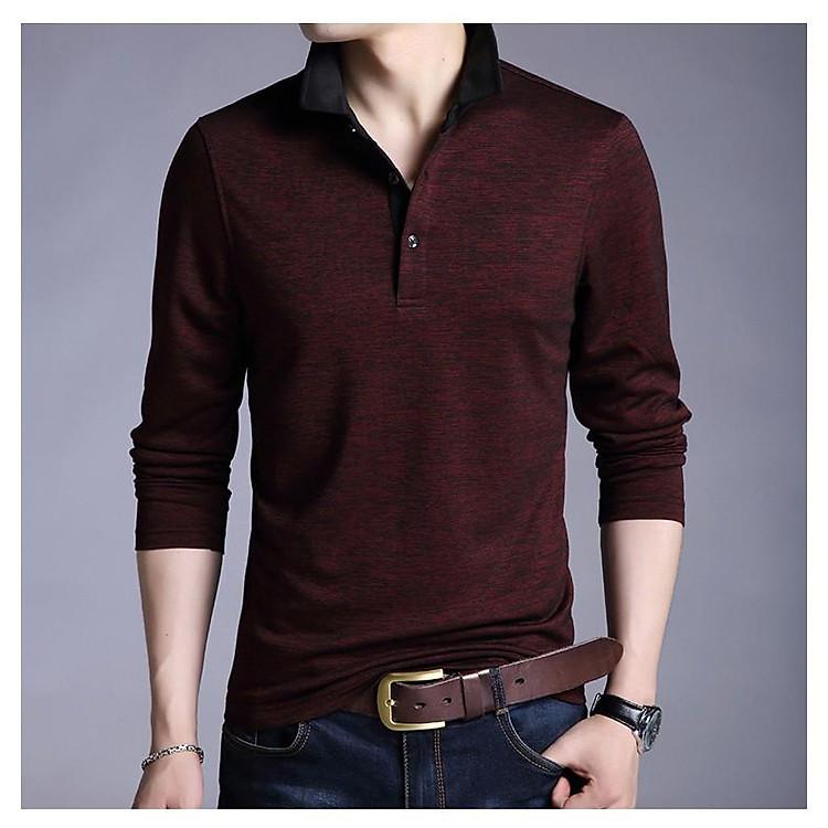 Áo thun nam dài tay cổ sơ mi ATD01 đỏ đô món đồ không thể thiếu trong tủ đồ