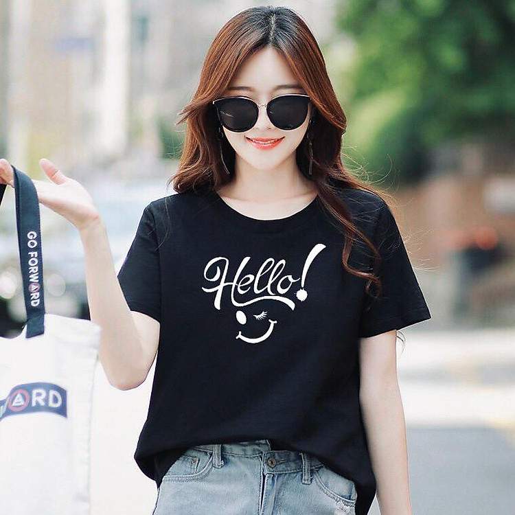 Áo thun nữ MXM in chữ Hello cổ tròn phong cách trẻ trung năng động nhất năm nay