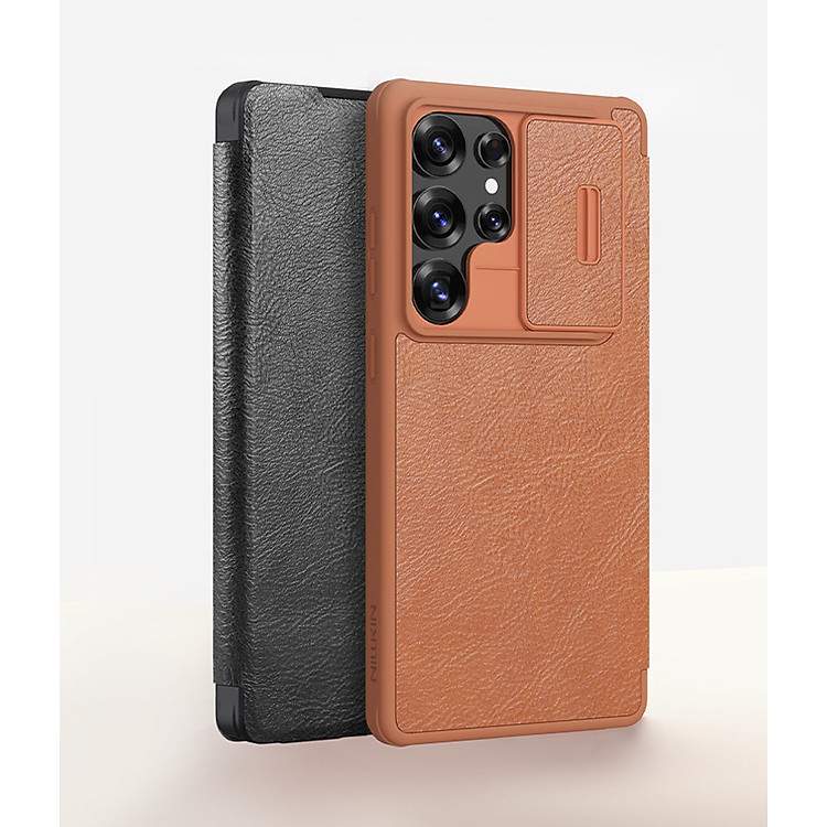 Bao da Samsung Galaxy S25 Ultra Nillkin Qin Pro viền TPU dẻo chống sốc tích hợp ngăn đựng thẻ card