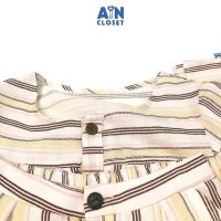 Bộ quần áo tay rũ kẻ nâu cotton cao cấp dành cho phái đẹp mã AICDMEYRKZ7B
