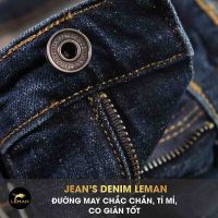 Cận cảnh mẫu quần Jean nam Leman JD04 xanh trơn Slim Form đang được yêu thích nhất