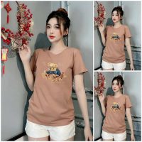 Cập nhật tủ đồ với áo thun nữ in gấu Big form rộng chất cotton 4 chiều thời thượng nhất