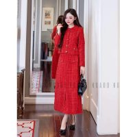 Cập nhật xu hướng thời trang mới nhất với set áo váy tweed đỏ NGADO cao cấp