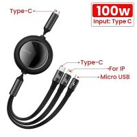 Cáp sạc nhanh Baseus 3 trong 1 công suất 100W tương thích hoàn hảo với mọi chuẩn kết nối