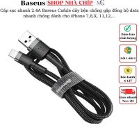 Cáp sạc nhanh Baseus Cafule cho iPhone 2.4A dài 1m chính hãng thiết kế dây bện siêu chắc