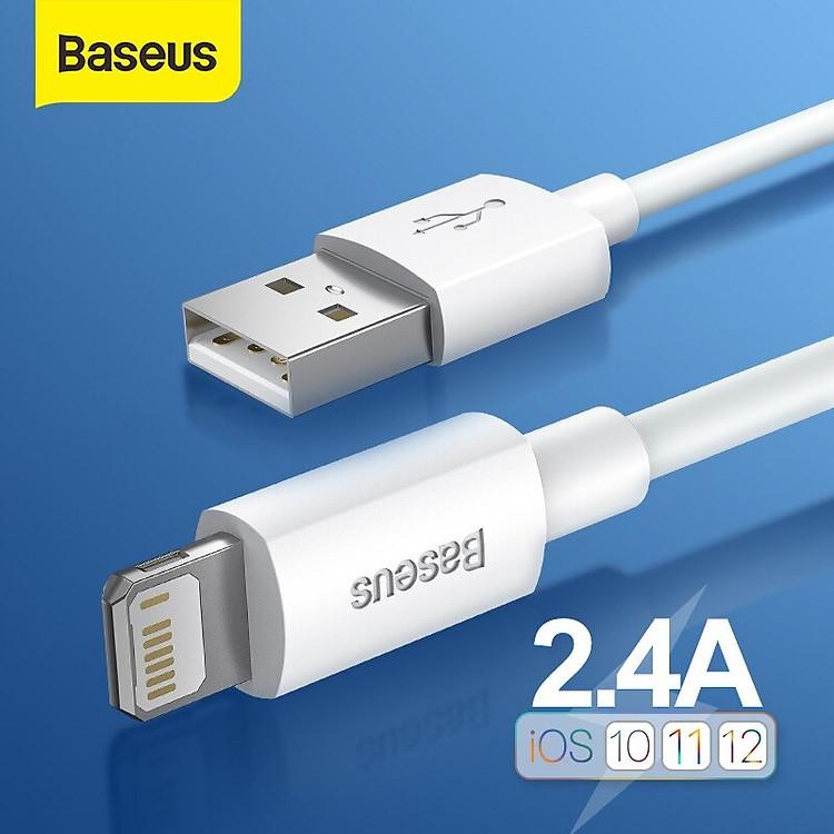 Cáp sạc nhanh iPhone 2.4A Baseus Mini White 100cm chất liệu nhựa dẻo cao cấp hàng chính hãng