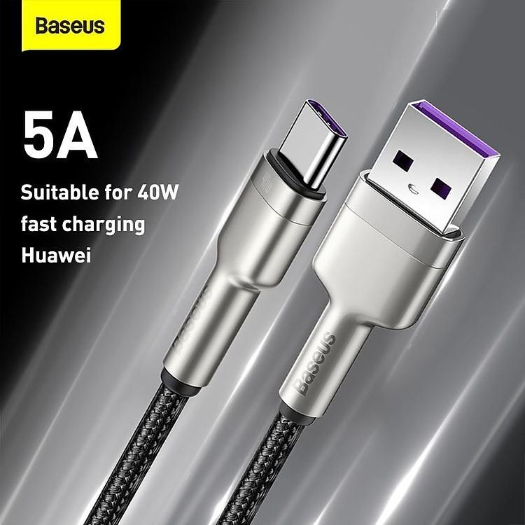 Cáp sạc Type-C Baseus Cafule Metal 40W 2m thiết kế sang trọng truyền tải dữ liệu nhanh